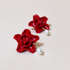 Aros Rosalía rojos perla